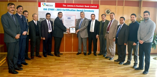 J&K Bank gets ISO 27001:2013  Certification