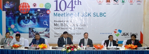 104th SLBC Meet. J&K Bank contributes 71% of total credit disburse…