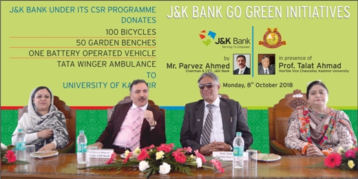 J&K Bank's CSR/Go-Green Initiative in Kashmir University