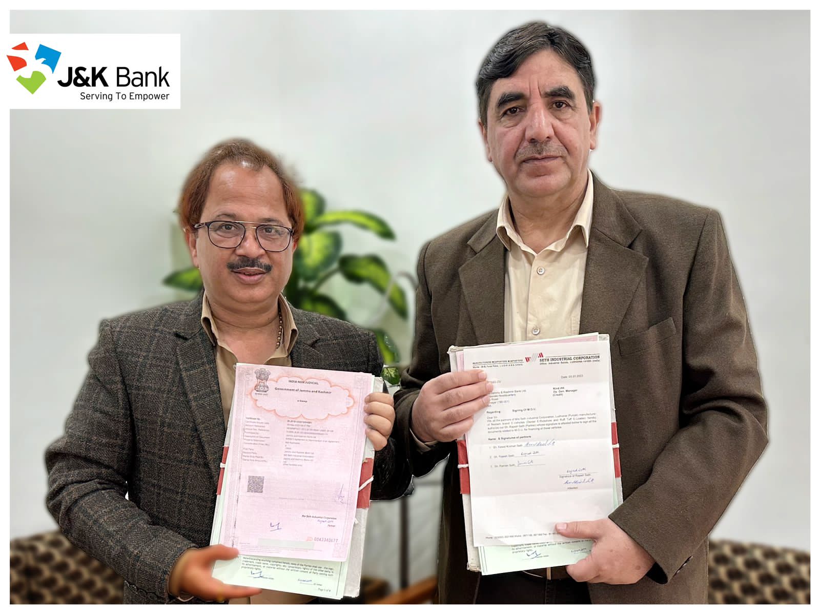 J&K Bank ties-up with Seth Industrial Corporation
