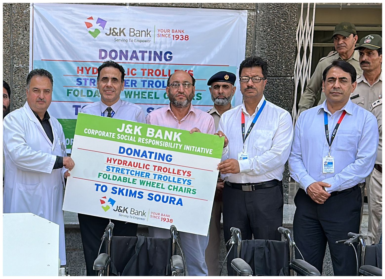 Under CSR, J&K Bank donates hydraulic trolleys, stretcher trolleys…